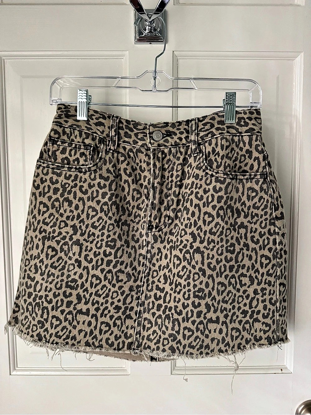 PACSUN Leopard Denim Mini Skirt Waist 27